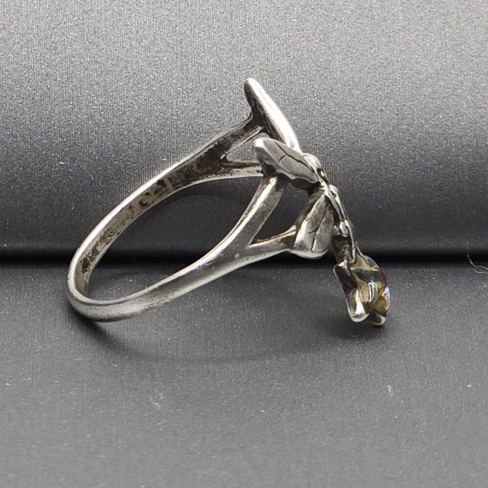 VTG Shube Sterling Silver Fairy Ring Size 8 Glass Star Art Nouveau Style - Picture 5 of 8